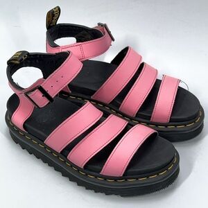Womens Dr. Martens Blaire Pink Lemonade Wedge Hydro Leather Strap Sandals US 7
